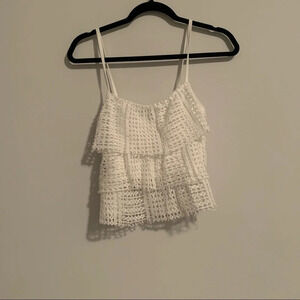 Charlotte Russe white lace tank top size xs